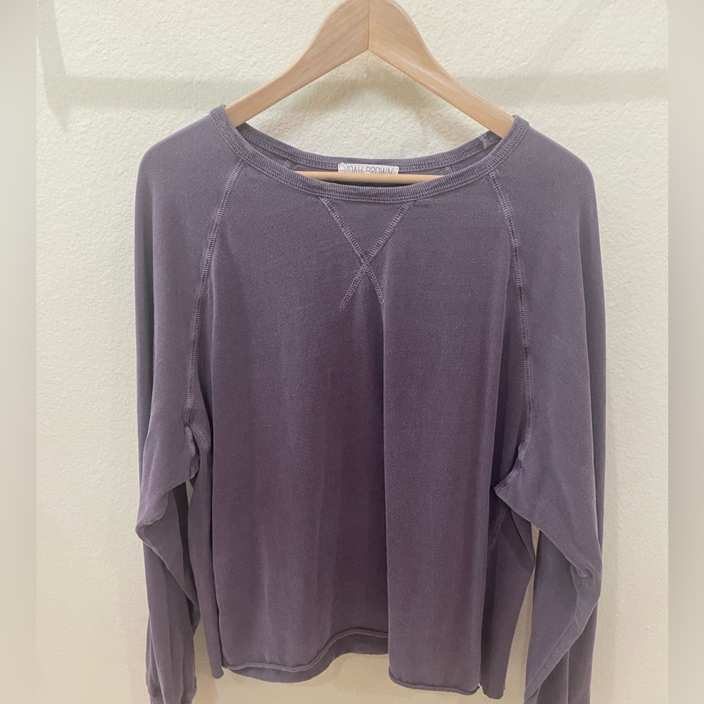 Joah Brown Crewneck Raw Hem Long sleeve Sweatshirt Purple M/L